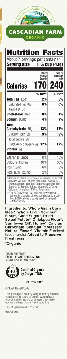 slide 3 of 14, Cascadian Farm Organic Gluten Free Honey Vanilla Crunch Cereal, 10.5 oz., 10.5 oz