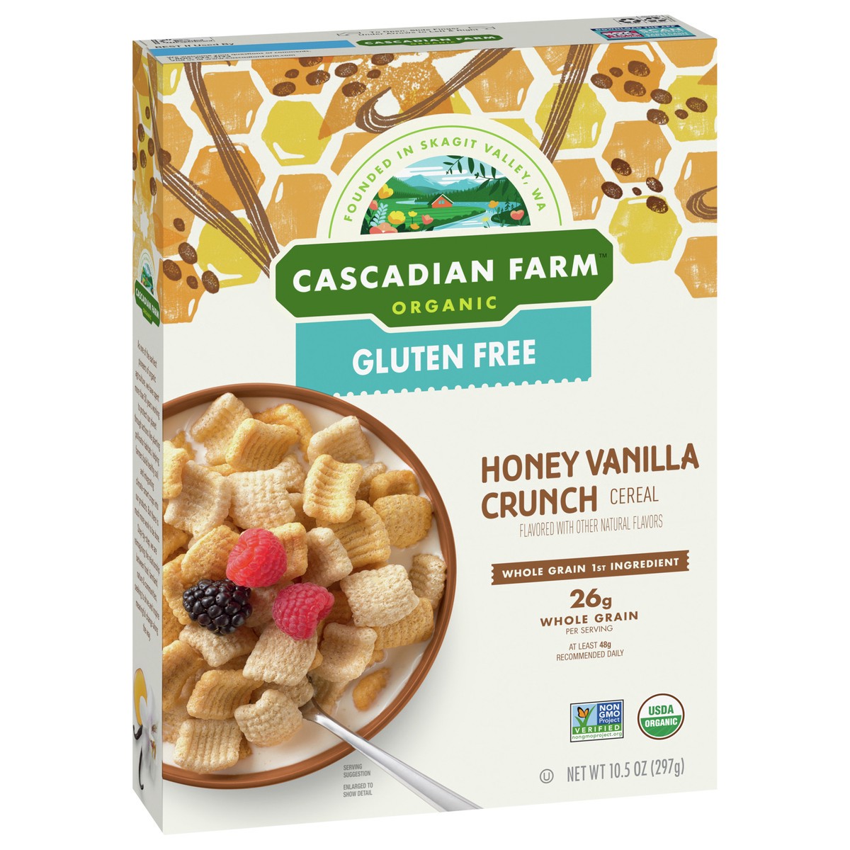 slide 6 of 14, Cascadian Farm Organic Gluten Free Honey Vanilla Crunch Cereal, 10.5 oz., 10.5 oz