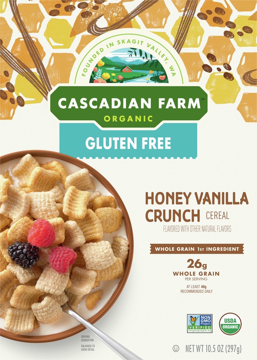 slide 10 of 14, Cascadian Farm Organic Gluten Free Honey Vanilla Crunch Cereal, 10.5 oz., 10.5 oz