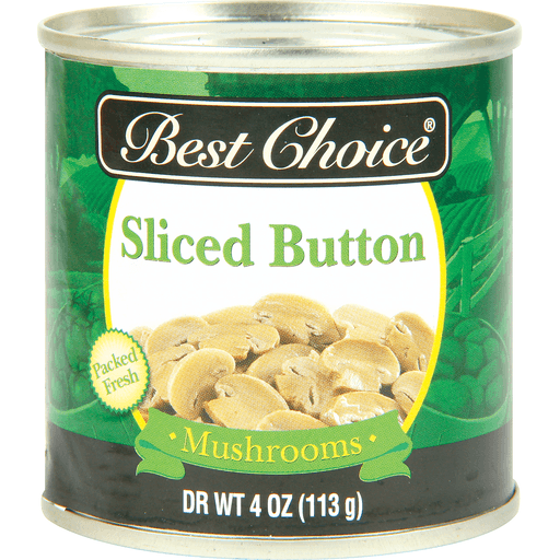 slide 1 of 1, Best Choice Sliced Button Mushrooms, 4 oz