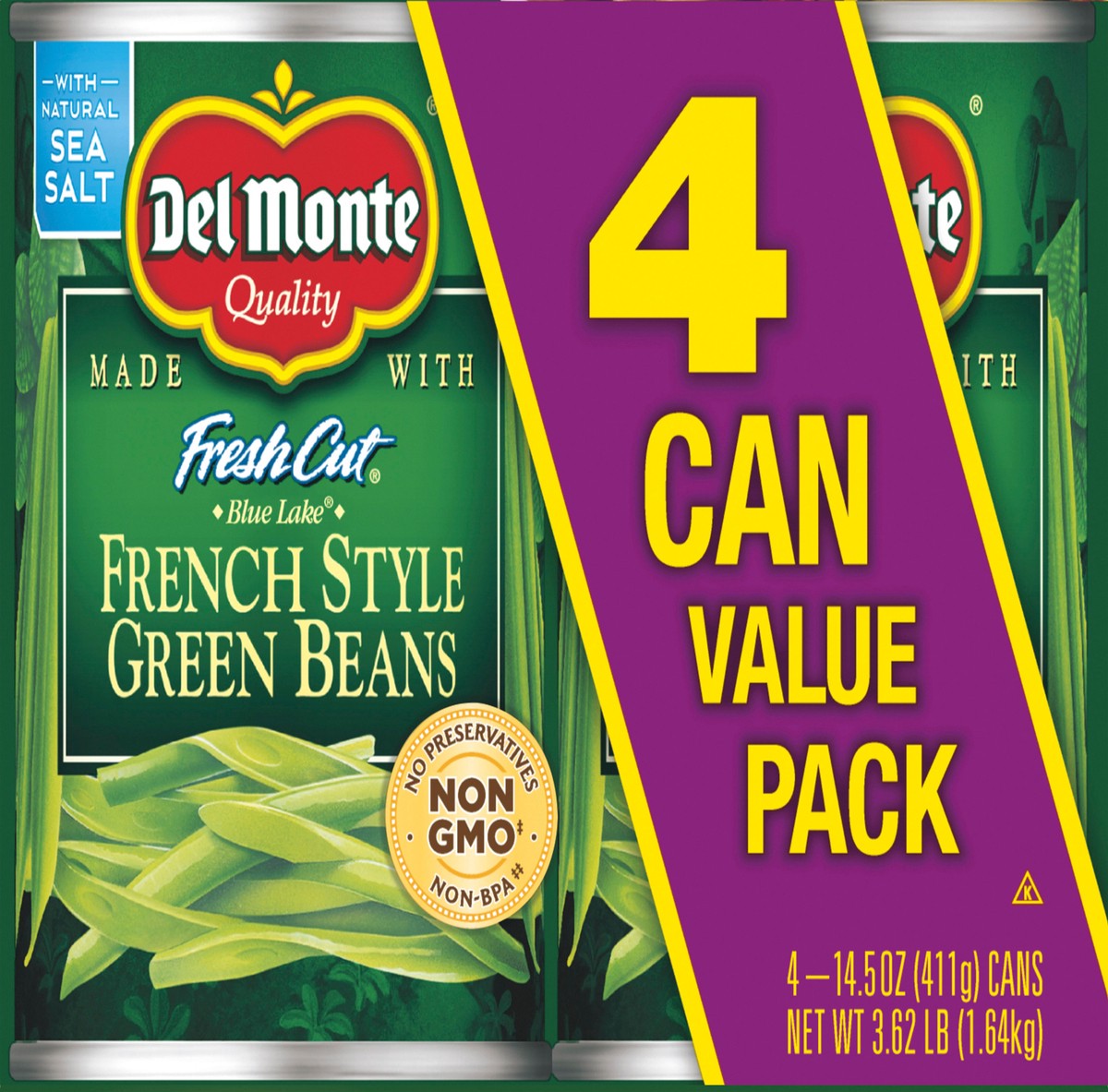 slide 3 of 3, Del Monte Fresh Cut 4 Can Value Pack French Style Green Beans 4 Cans 14.5 oz Can 4 ea Multipack, 4 ct