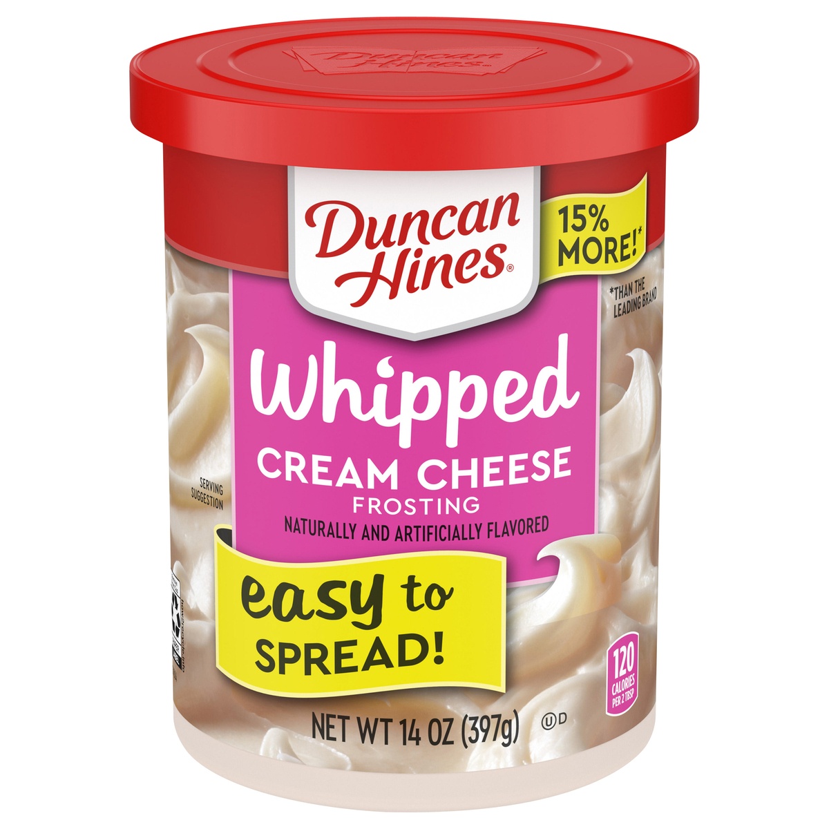 slide 1 of 1, Duncan Hines Whipped Cream Cheese Frosting, 14 OZ, 