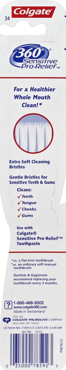 slide 2 of 6, Colgate 360 Sensitive Pro-Relief Extra Soft Toothbrush, 2.7 oz