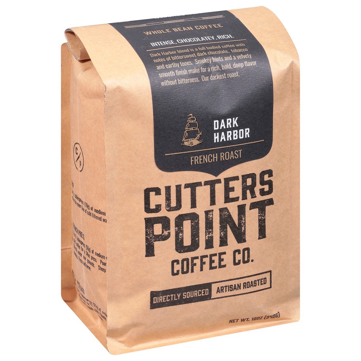 slide 2 of 9, Cutters Point Coffee Co. Whole Bean French Roast Dark Harbor Coffee- 12 oz, 12 oz