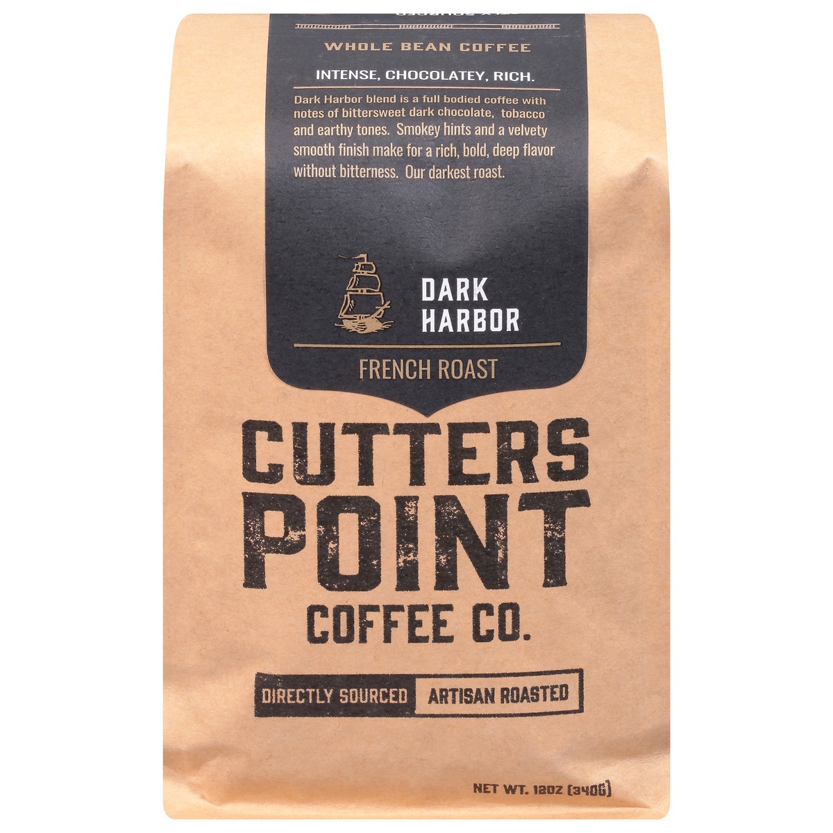 slide 5 of 9, Cutters Point Coffee Co. Whole Bean French Roast Dark Harbor Coffee- 12 oz, 12 oz