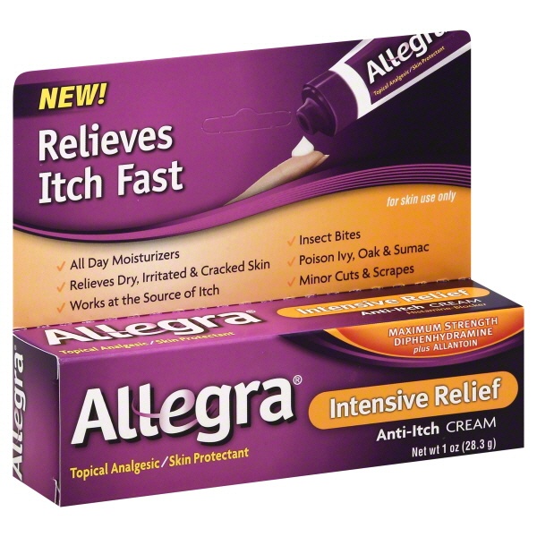 slide 1 of 1, Allegra Intensive Relief Antiitch Cream, 1 oz