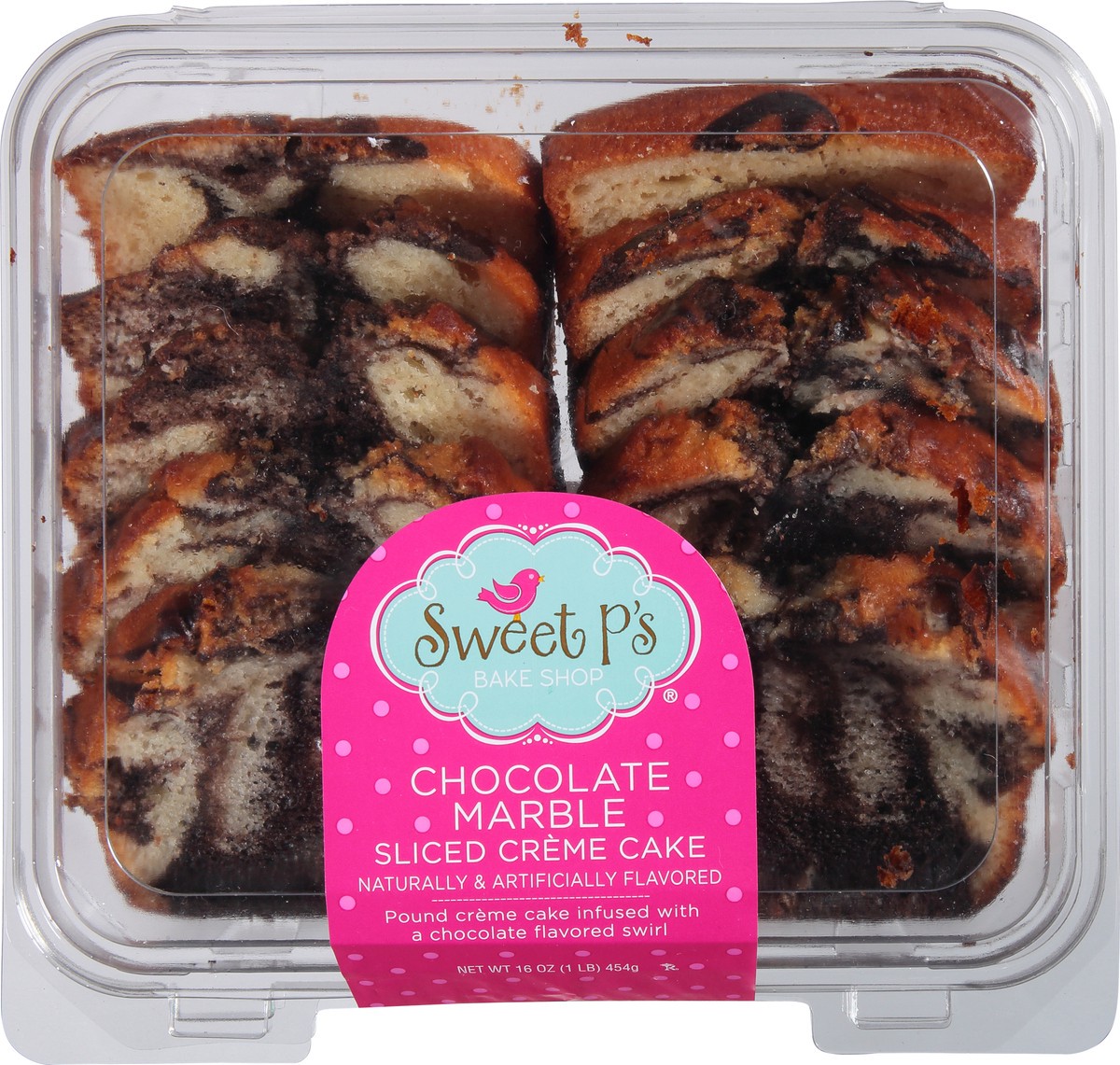 slide 10 of 10, Sweet P's Bake Shop Chocolate Marble Sliced Creme Cake, 16 oz