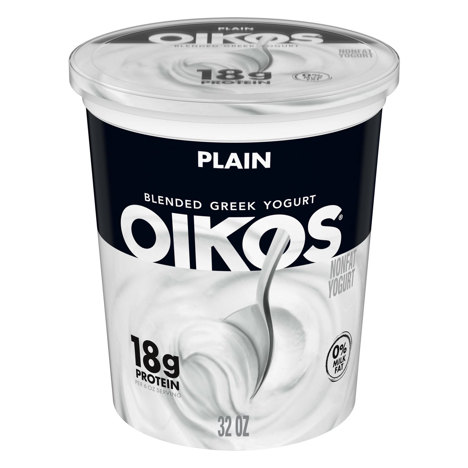 slide 1 of 5, Oikos Blended Greek Nonfat Yogurt, Plain, 32 oz., 32 oz