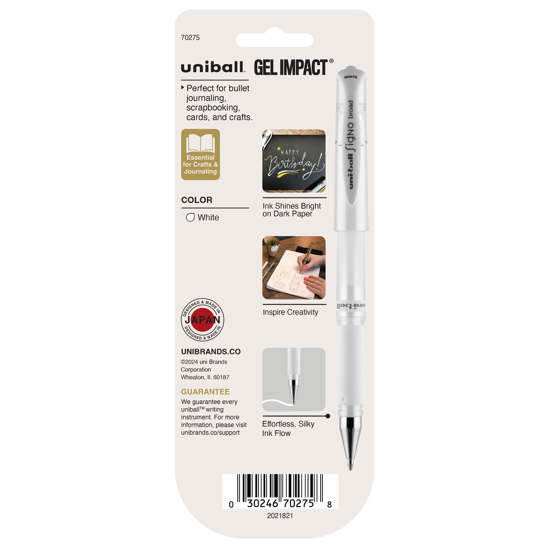 slide 8 of 9, Uni-Ball Uniball Gel Impact 1mm White Gel Pens, 3ct., 1mm