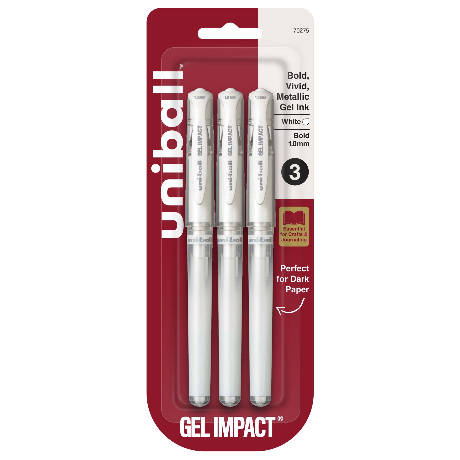 slide 5 of 9, Uni-Ball Uniball Gel Impact 1mm White Gel Pens, 3ct., 1mm