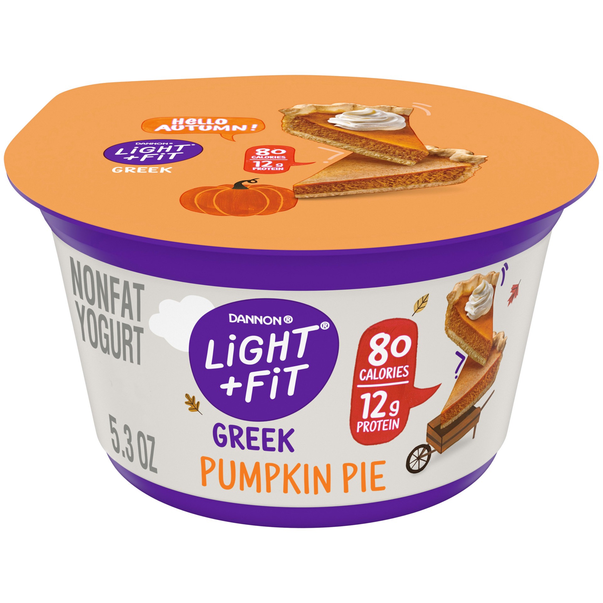 slide 1 of 4, Light + Fit Dannon Light + Fit Greek Nonfat Yogurt, Seasonal, Gluten-Free, 5.3 oz., 