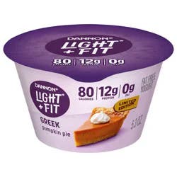 Dannon Light + Fit Pumpkin Pie Greek Fat Free Yogurt, 5.3 OZ Yogurt Cup