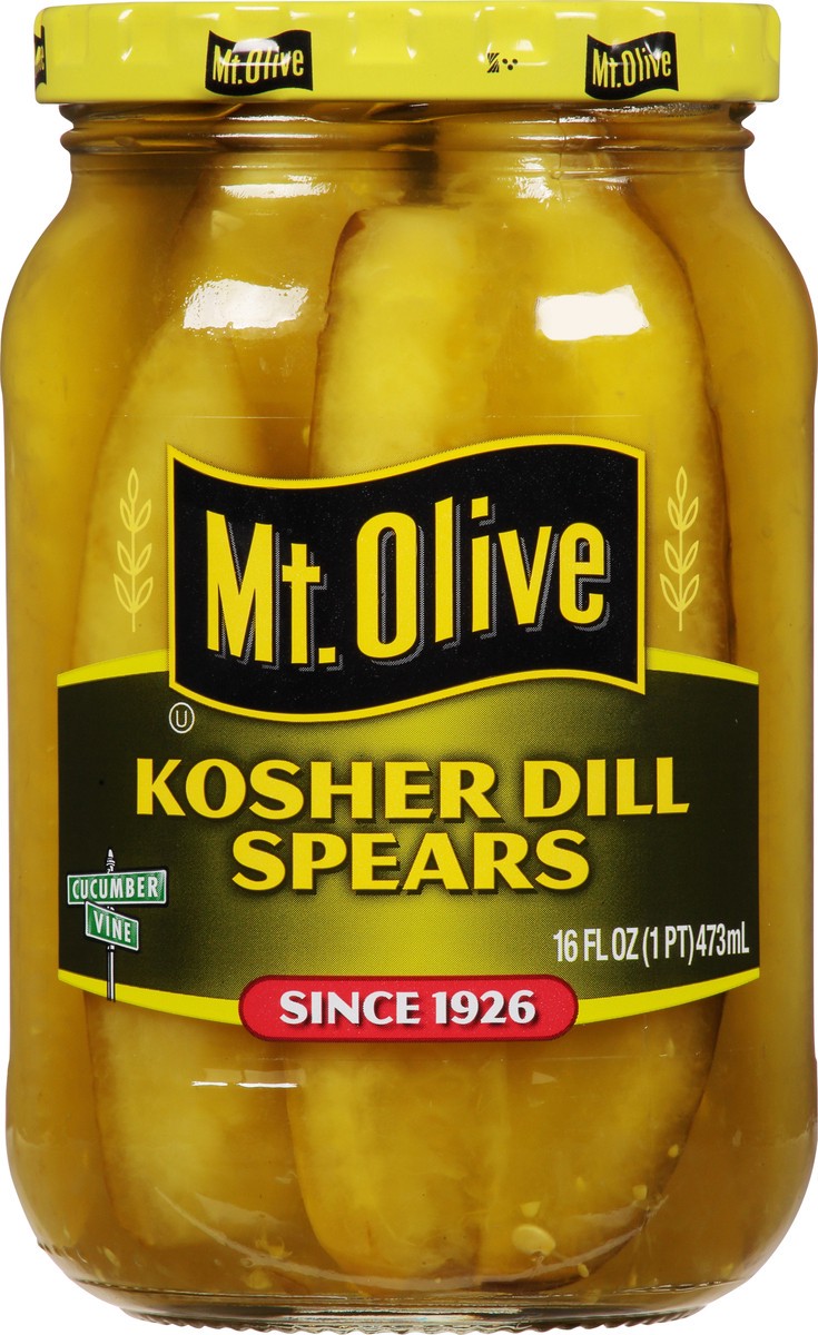 slide 1 of 9, Mt. Olive Kosher Dill Spears Pickles 16 fl oz Jar, 16 fl oz