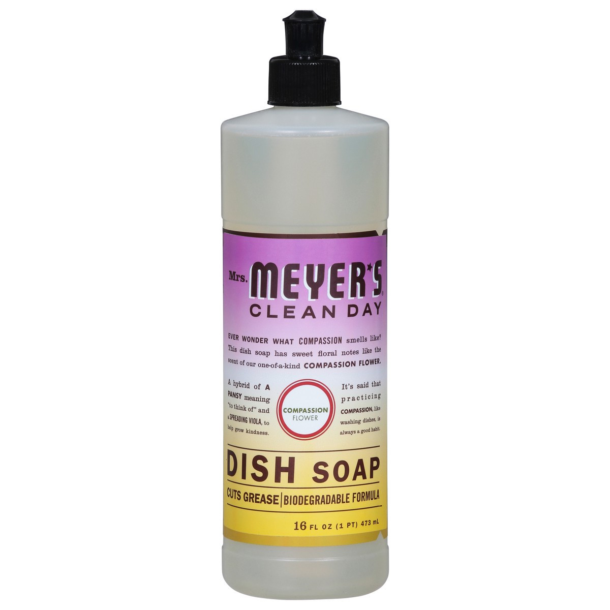 slide 1 of 13, Mrs. Meyer's Clean Day Compassion Flower Dish Soap 16 fl oz, 16 fl oz