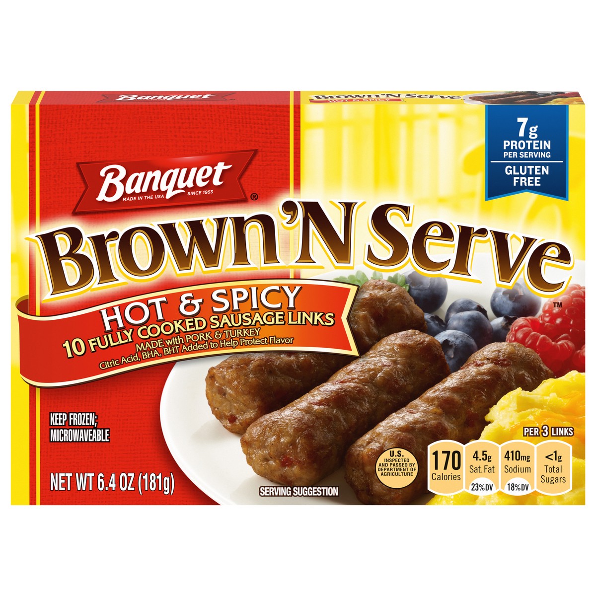 slide 1 of 5, Banquet Brown 'N Serve Hot & Spicy Sausage Links 10 ea, 10 ct