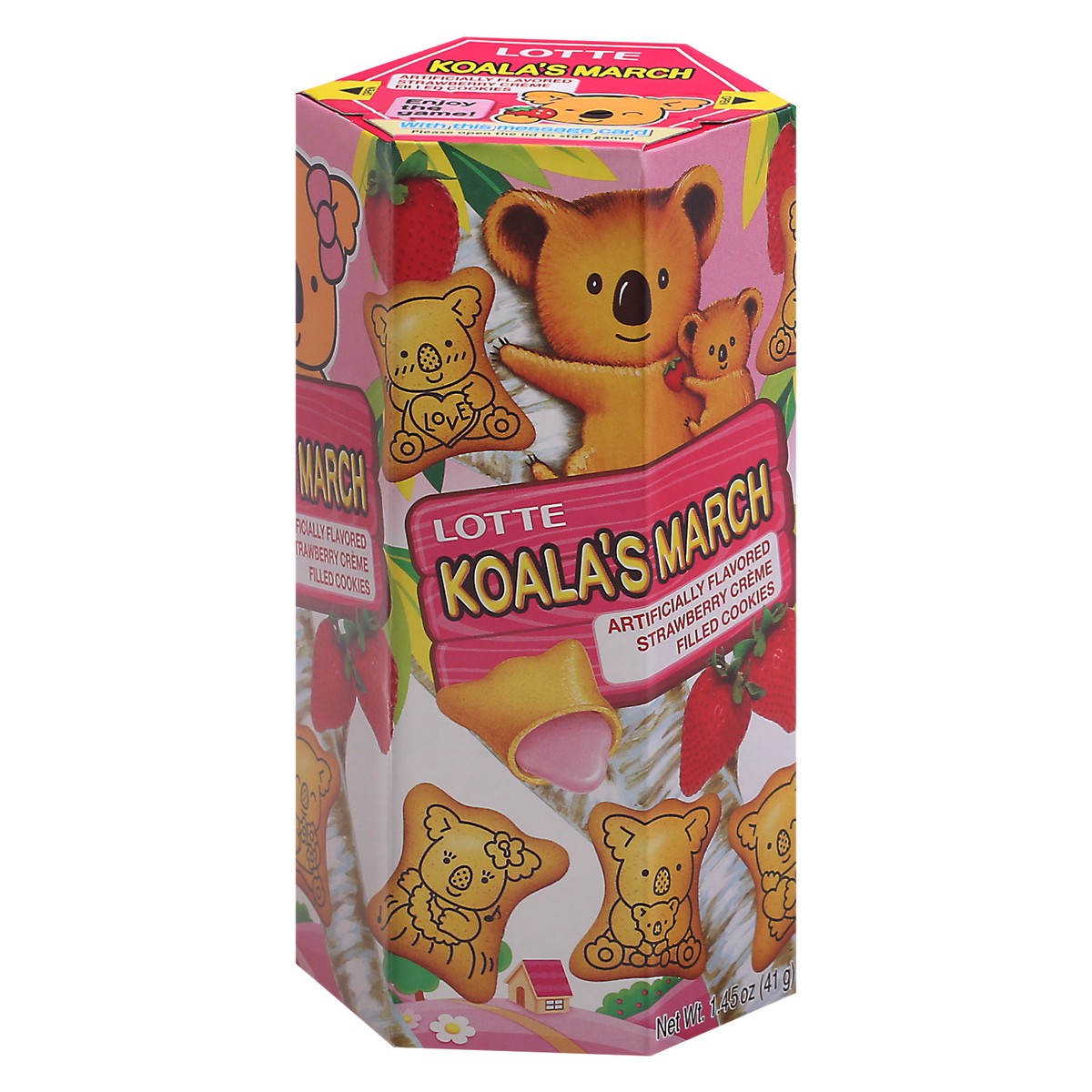 slide 2 of 9, Lotte Koala's March Strawberry Creme Filled Cookies 1.45 oz Box, 1.45 oz