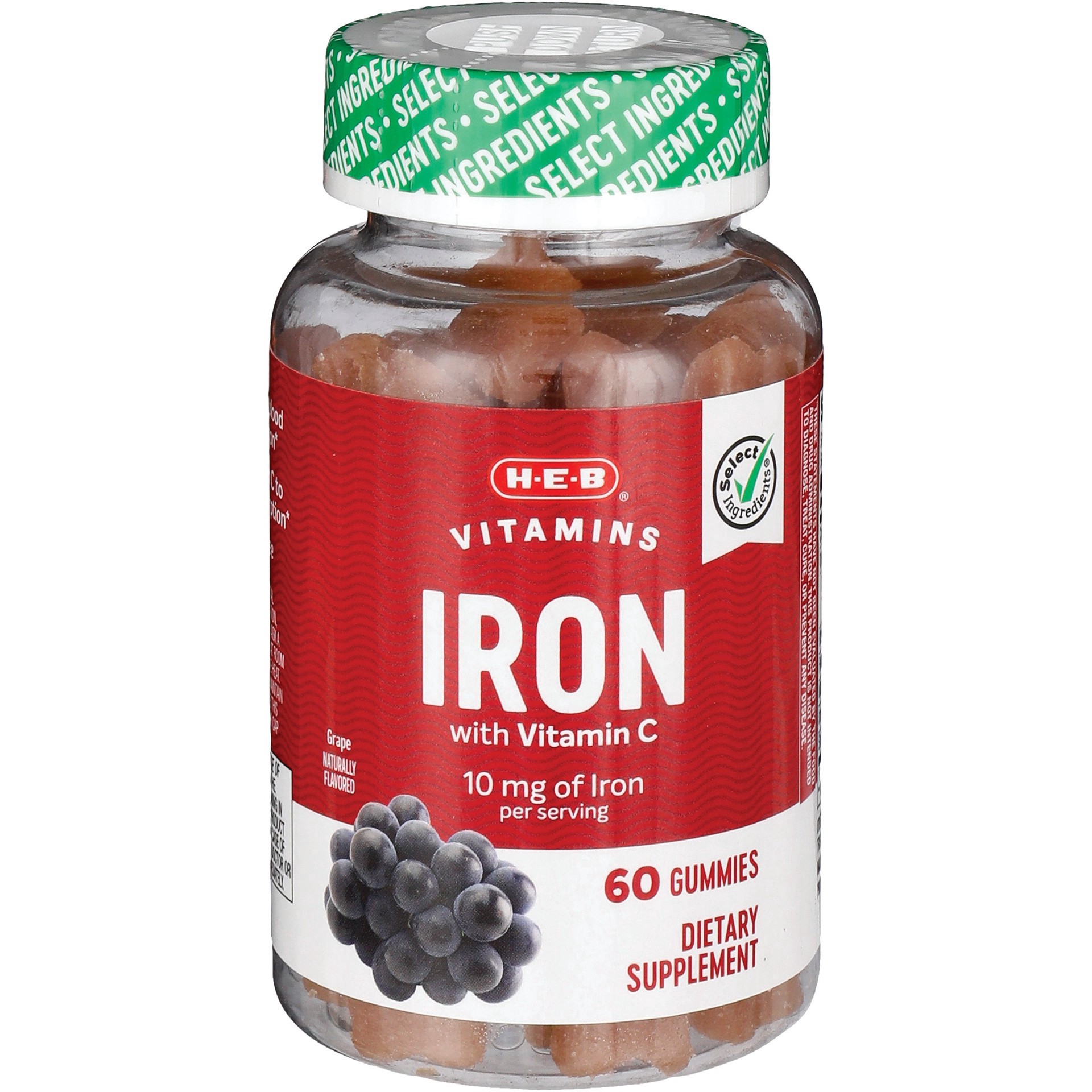 slide 1 of 1, H-E-B Vitamins Iron with Vitamin C Gummies, 60 ct