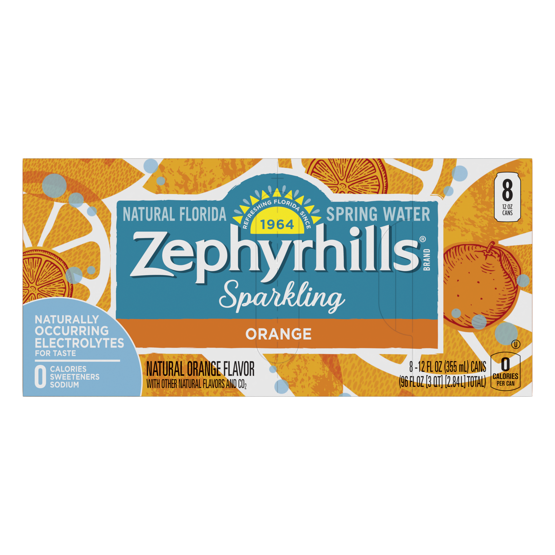 slide 3 of 5, Zephyrhills Sparkling Water, Orange, 12 oz. Cans (8 Count), 8 ct; 12 fl oz