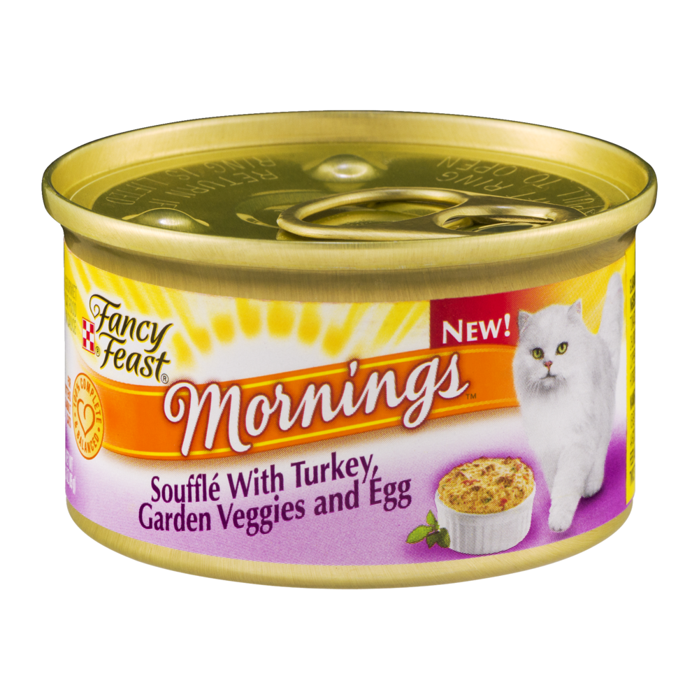 slide 1 of 1, Fancy Feast Mornings Souffle with Turkey, Garden Veggies and Egg, 1 ct