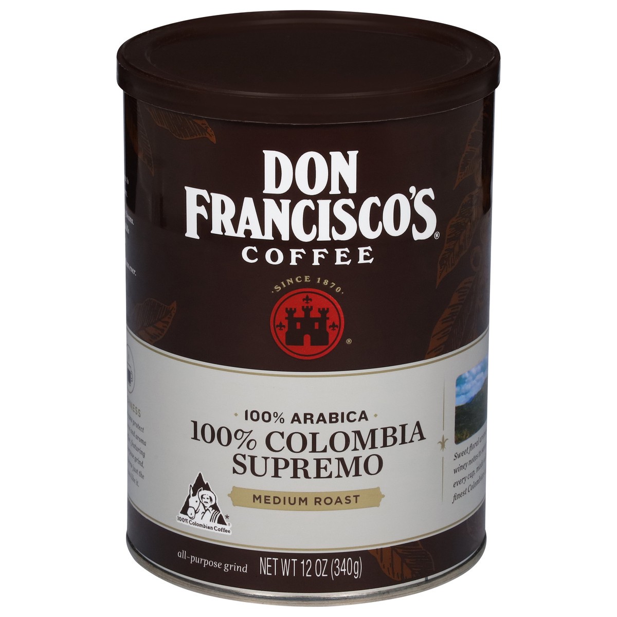 slide 1 of 37, Don Francisco's 100% Arabica Medium Roast 100% Colombia Supremo Coffee - 12 oz, 12 oz