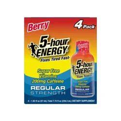 5-hour ENERGY, Regular Strength, Berry, 4 Pack, 1.93 oz.