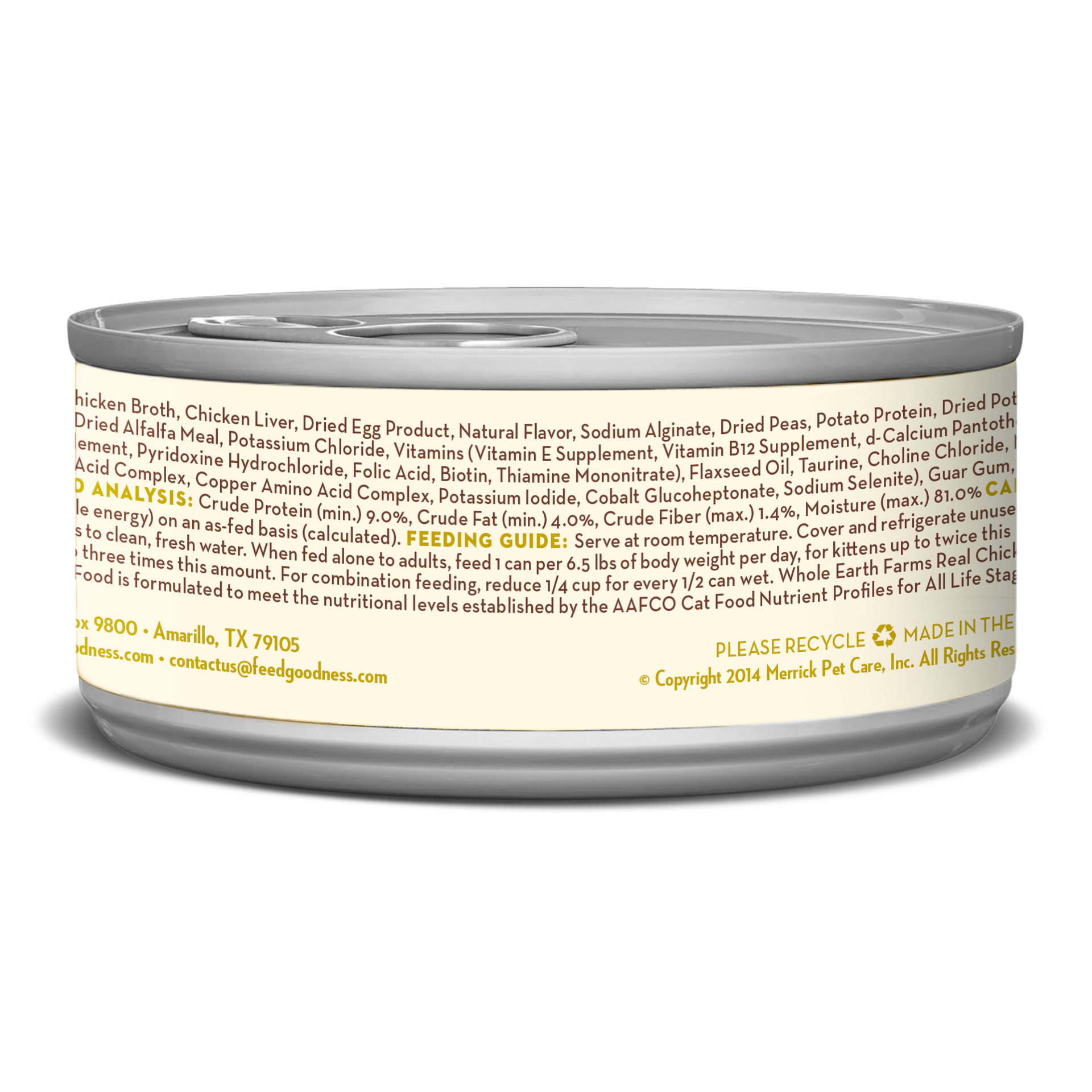 slide 2 of 2, Whole Earth Farms Grain Free Real Chicken Recipe Wet Cat Food -  5 oz Can, 5 oz