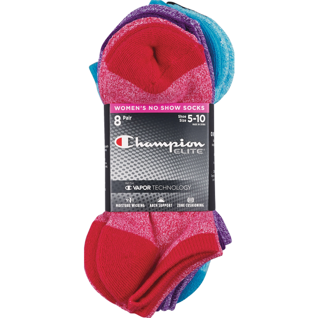 slide 1 of 1, CHAMPION Ch675 Women's No-Show Pink Htr Asst, 1 ct