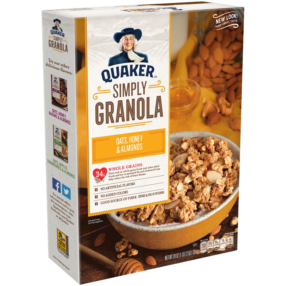 slide 2 of 4, Quaker Granola Oats Honey and Almond, 28 oz