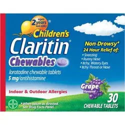 CLARITIN Childrens 24hr. Chewable 5mg. Grape 30ct.
