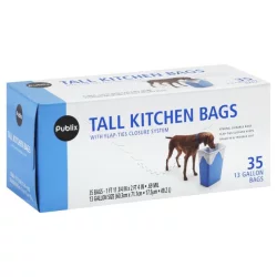 Publix Tall Kitchen Bags, with Flap Ties Closure System