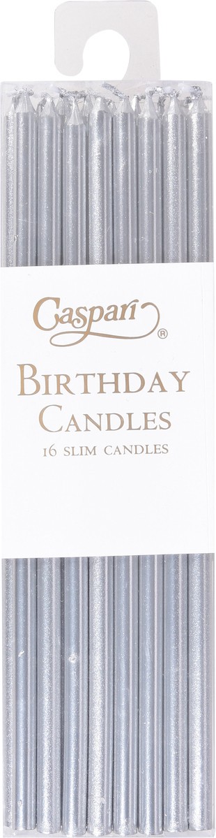 slide 11 of 11, Caspari Slim Silver Birthday Candles 16 ea, 1 ct