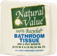 slide 1 of 1, Natural Value 100% Recycled Bathroom Tissue, 1 ct