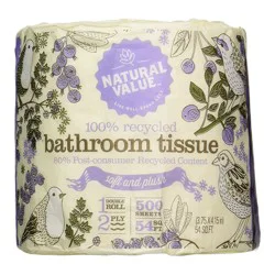 Natural Value 100% Recycled Bathroom Tissue