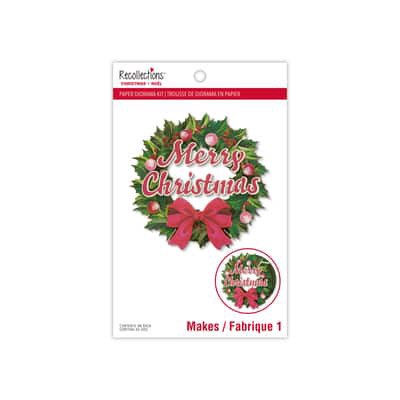 slide 1 of 3, Wreath Paper Diorama Kit By Recollections, 4 in x 4 in x 1.45 in