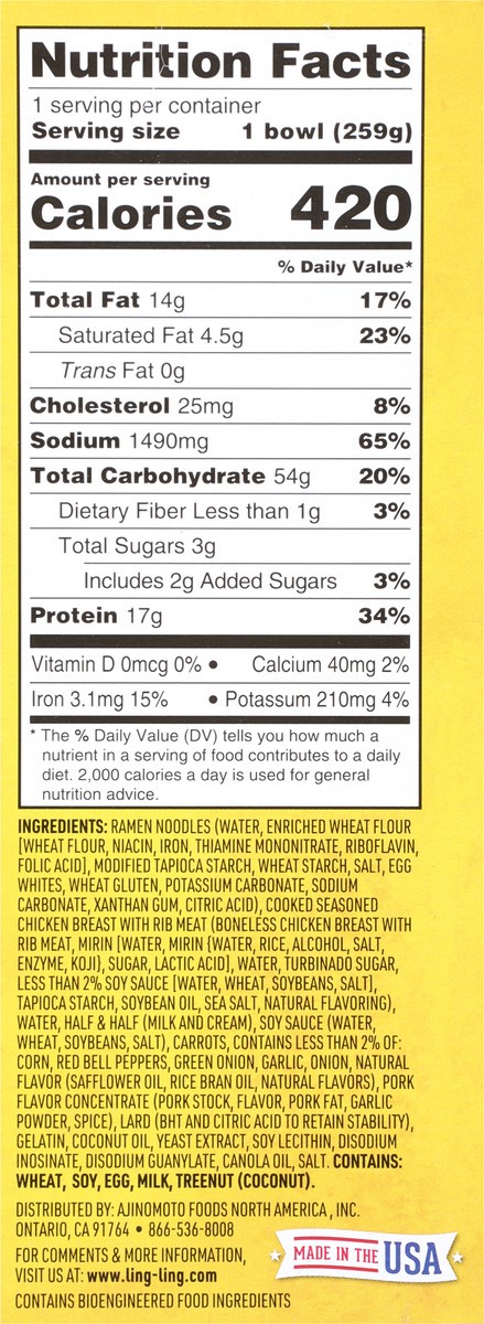 slide 8 of 9, Ling Ling Tonkotsu Chicken Ramen - 9.15 Oz, 9.15 oz