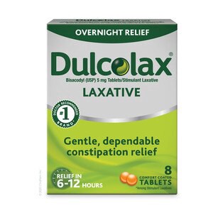 slide 1 of 1, Dulcolax Laxative Tablets For Overnight Relief, 8 Ct, 1 ct