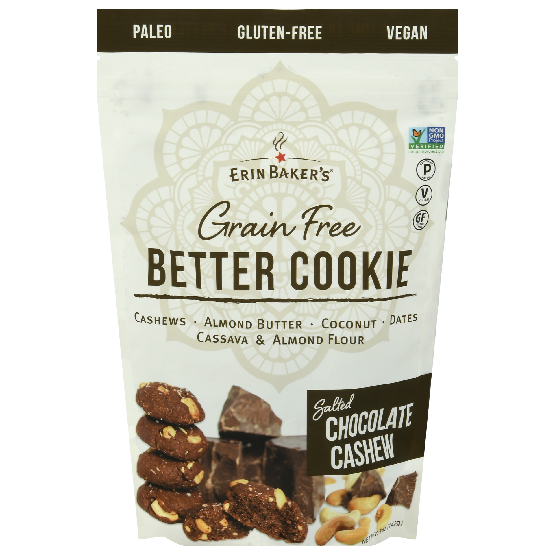 slide 1 of 1, Erin Baker's Grain Free Salted Chocolate Cashew Better Cookie 5 Oz, 5 oz