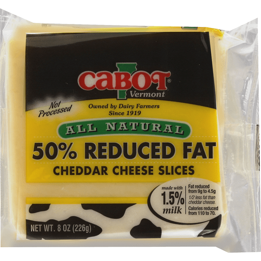 slide 3 of 3, Cabot Cheese Cheddar Slices 50% Low Fat, 8 oz