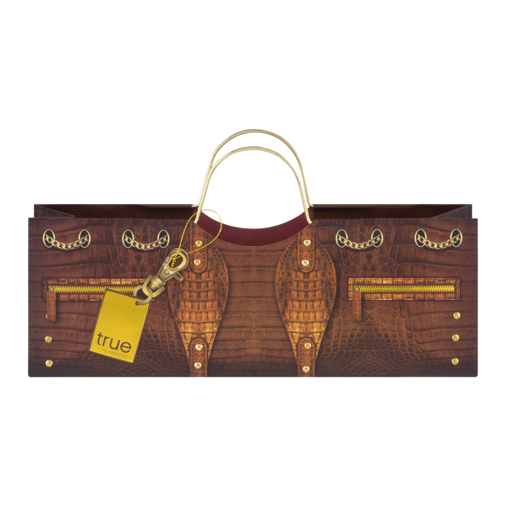 slide 1 of 1, true True Croc Purse Wine Carrier Bag Browngold, 1 ct