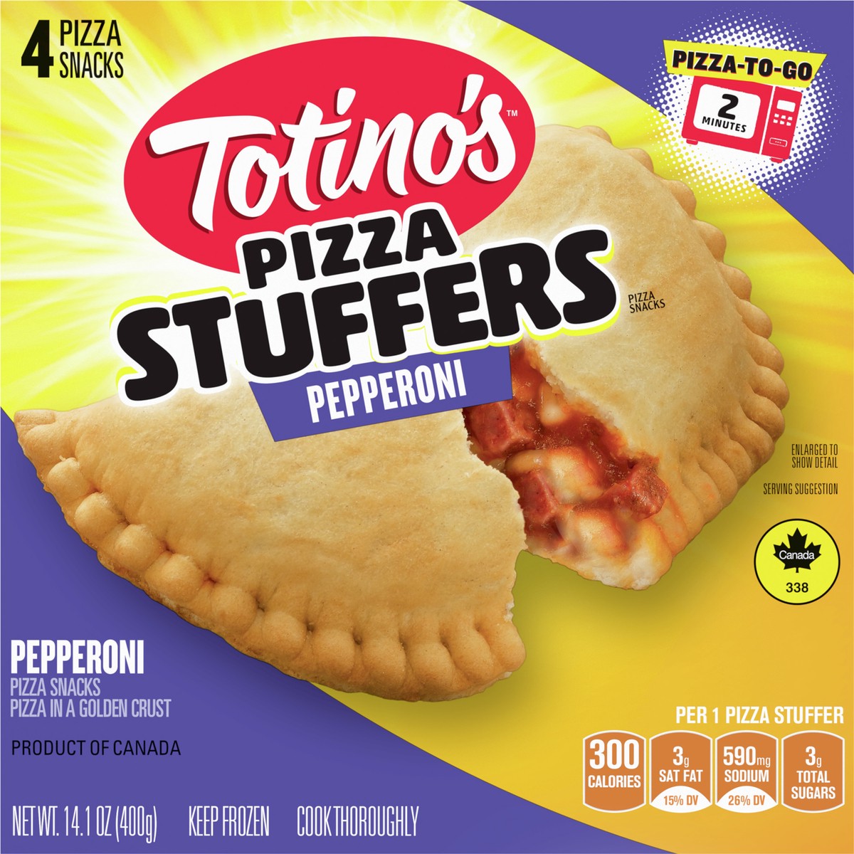 slide 4 of 9, Totino's Pizza Stuffers, Pepperoni Flavored, Frozen Snacks, 14.1 oz, 4 ct, 14.1 oz