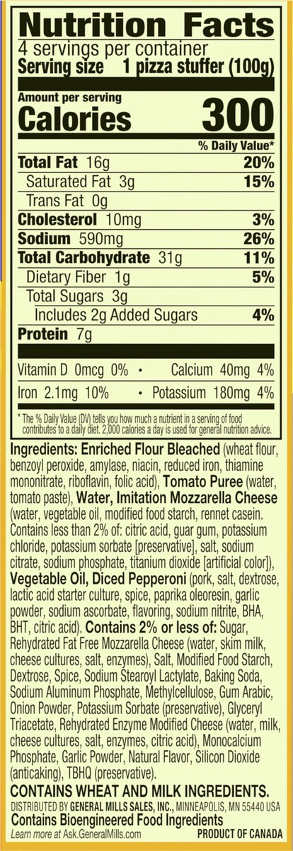 slide 6 of 9, Totino's Pizza Stuffers, Pepperoni Flavored, Frozen Snacks, 14.1 oz, 4 ct, 14.1 oz