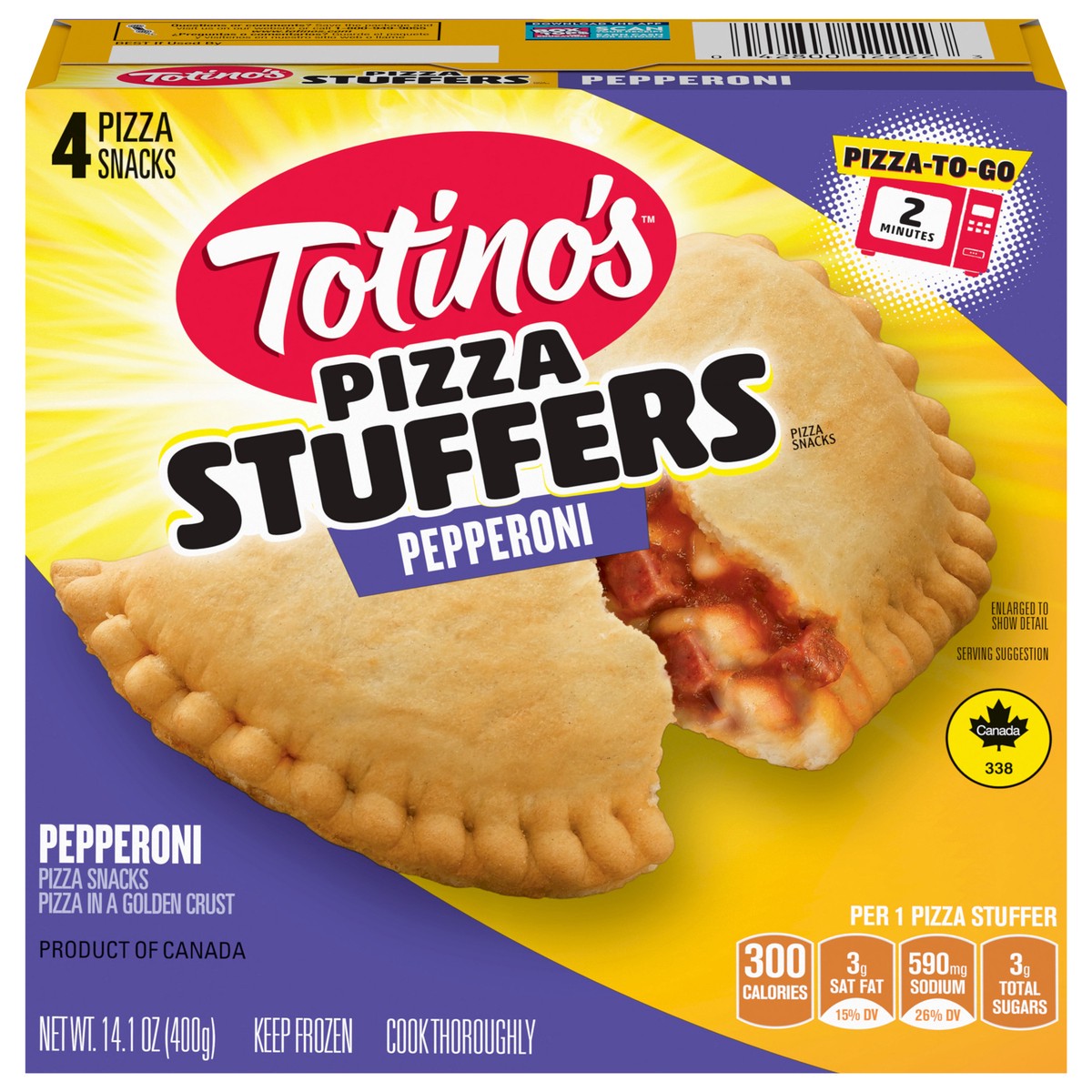 slide 1 of 9, Totino's Pizza Stuffers, Pepperoni Flavored, Frozen Snacks, 14.1 oz, 4 ct, 14.1 oz