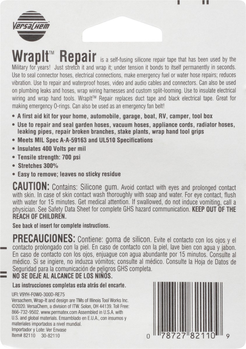 slide 2 of 9, VersaChem WrapIt Repair Black Self-Fusing Silicone Tape 1 ea, 1 ct