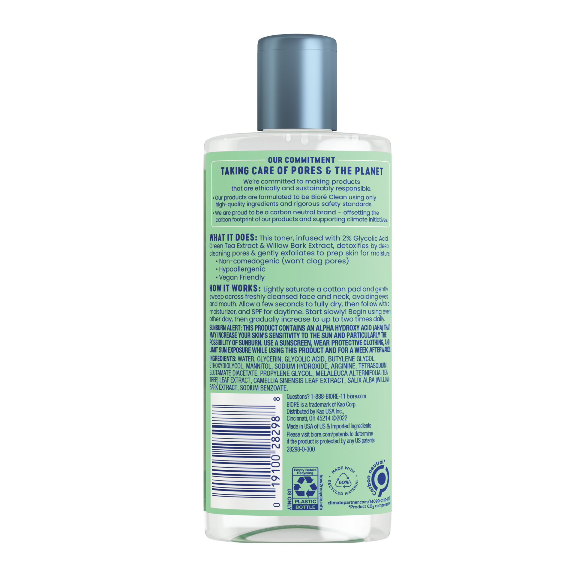 slide 2 of 5, Biore Clean Detox Sensitive Skin Toner, Exfoliating Toner, Alcohol Free Facial Toner, 2% Glycolic Acid, Normal to Combination Skin, 8 Fl Oz, 8 fl oz