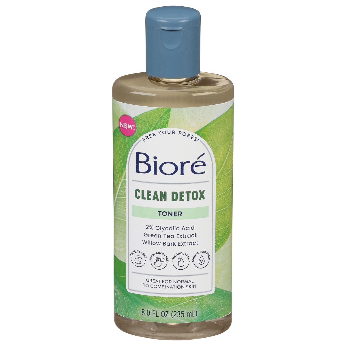 slide 1 of 5, Biore Clean Detox Sensitive Skin Toner, Exfoliating Toner, Alcohol Free Facial Toner, 2% Glycolic Acid, Normal to Combination Skin, 8 Fl Oz, 8 fl oz