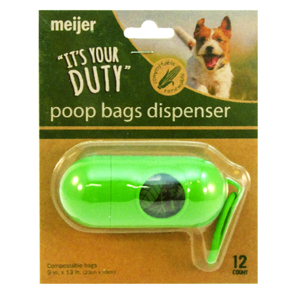 slide 1 of 1, Meijer Pet Waste Bags with Dispenser, 12 ct