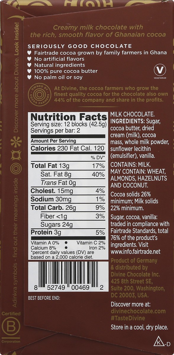 slide 6 of 9, Divinechoc Chocolate Milk Chocolate Bar, 3 oz