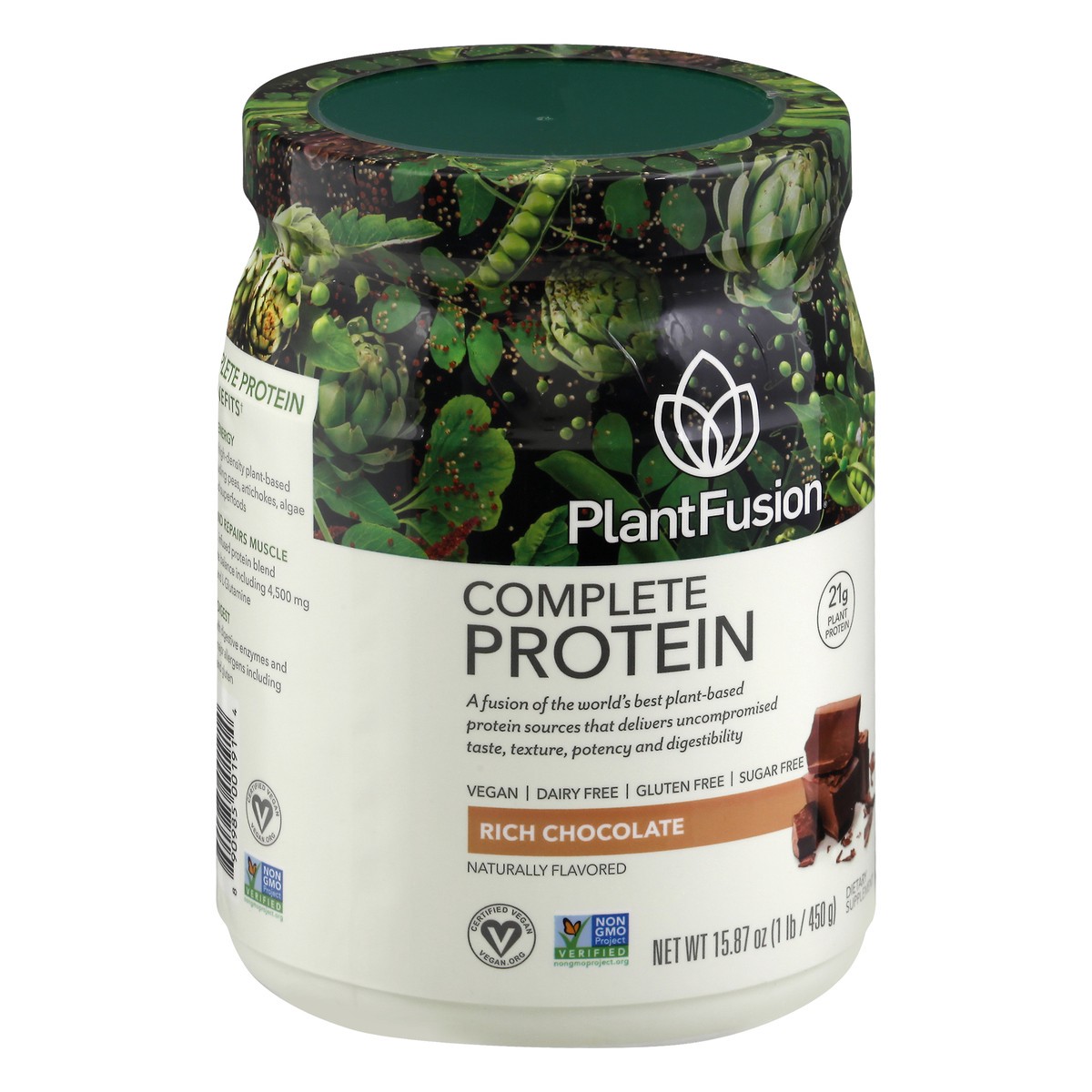 slide 2 of 9, PlantFusion Complete Plant Protein Powder Rich Chocolate Flavor, 1 lb