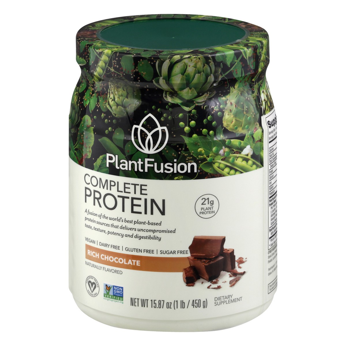 slide 3 of 9, PlantFusion Complete Plant Protein Powder Rich Chocolate Flavor, 1 lb