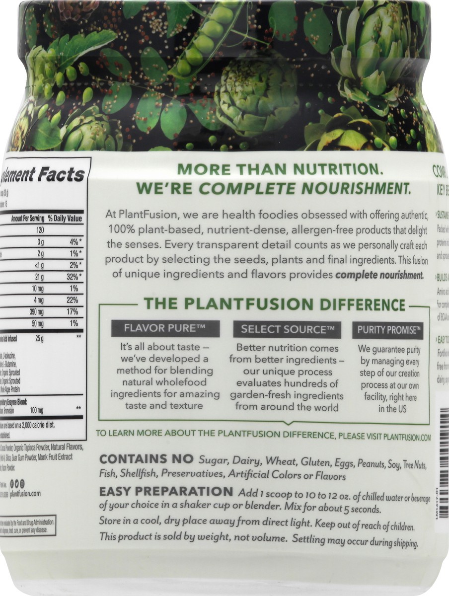 slide 5 of 9, PlantFusion Complete Plant Protein Powder Rich Chocolate Flavor, 1 lb